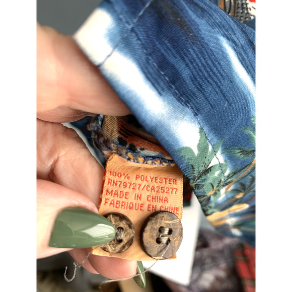 ALOHA JOE Hawaiian Shirt Surf Boards Aloha Tiki Vtg Mens Large LG Sh Sleeve Blue - Picture 12 of 13